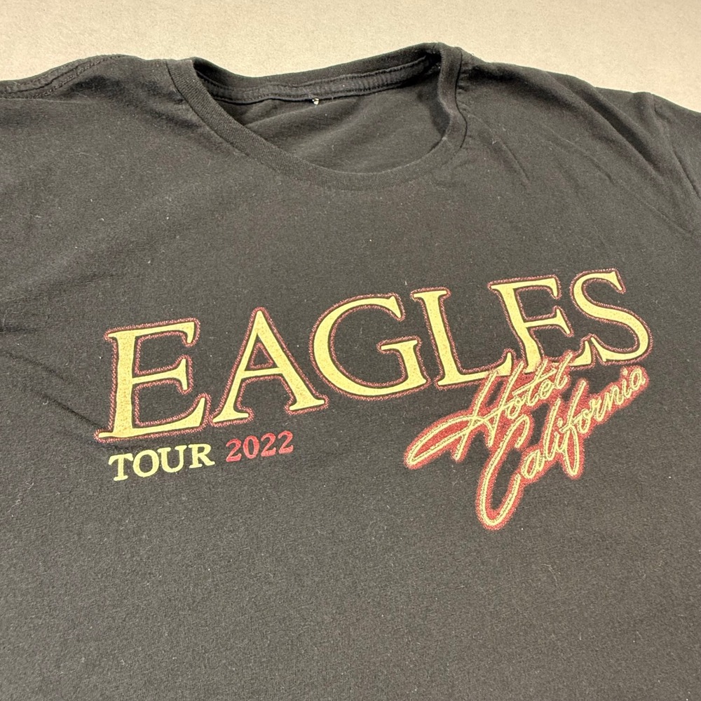 Eagles Hotel California Tour 2022 T-Shirt Black Rock Band Concert Tee Women L